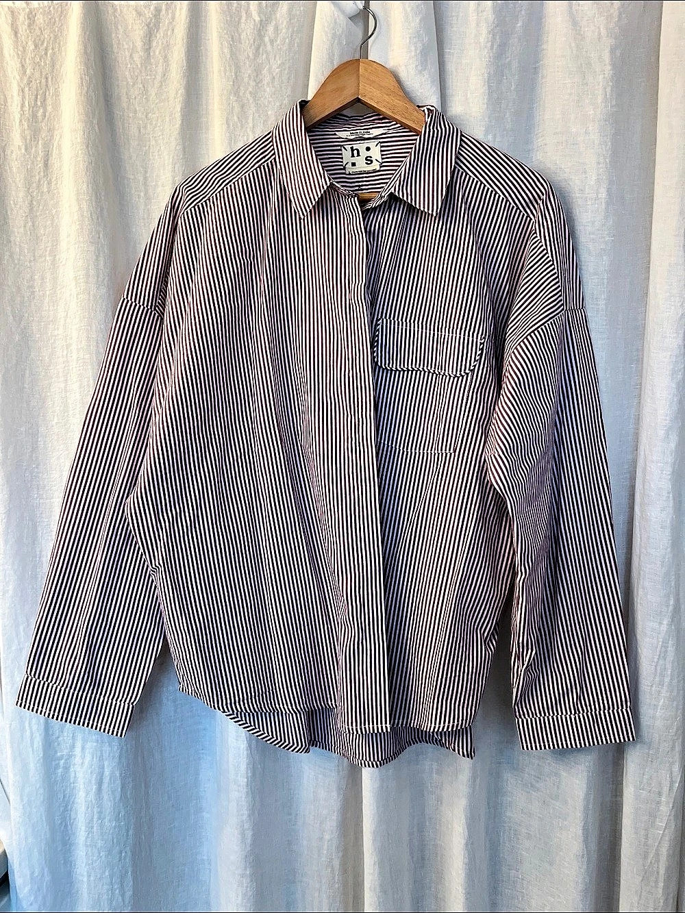 h.s. Striped Cotton Shirt Size, never worn, size large